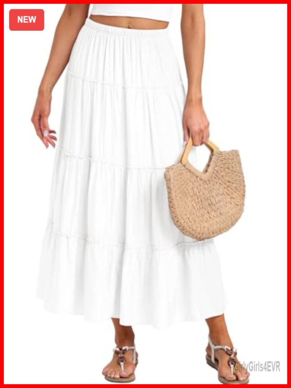 Boho Maxi Skirt Flowy A Line Elastic Waist Long Beach Vacation